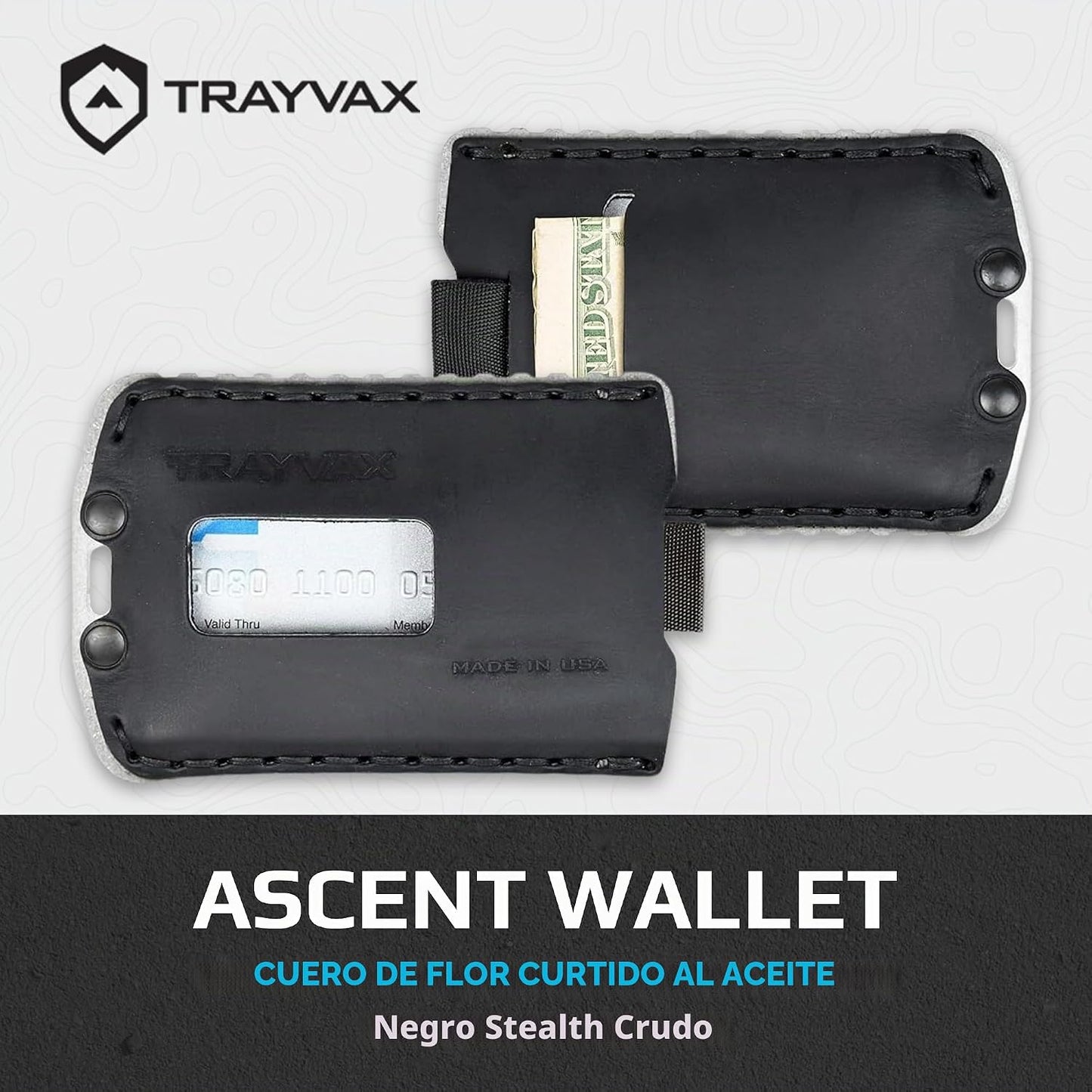 Trayvax Ascent - Cartera con bolsillo frontal RFID para dinero y ta...