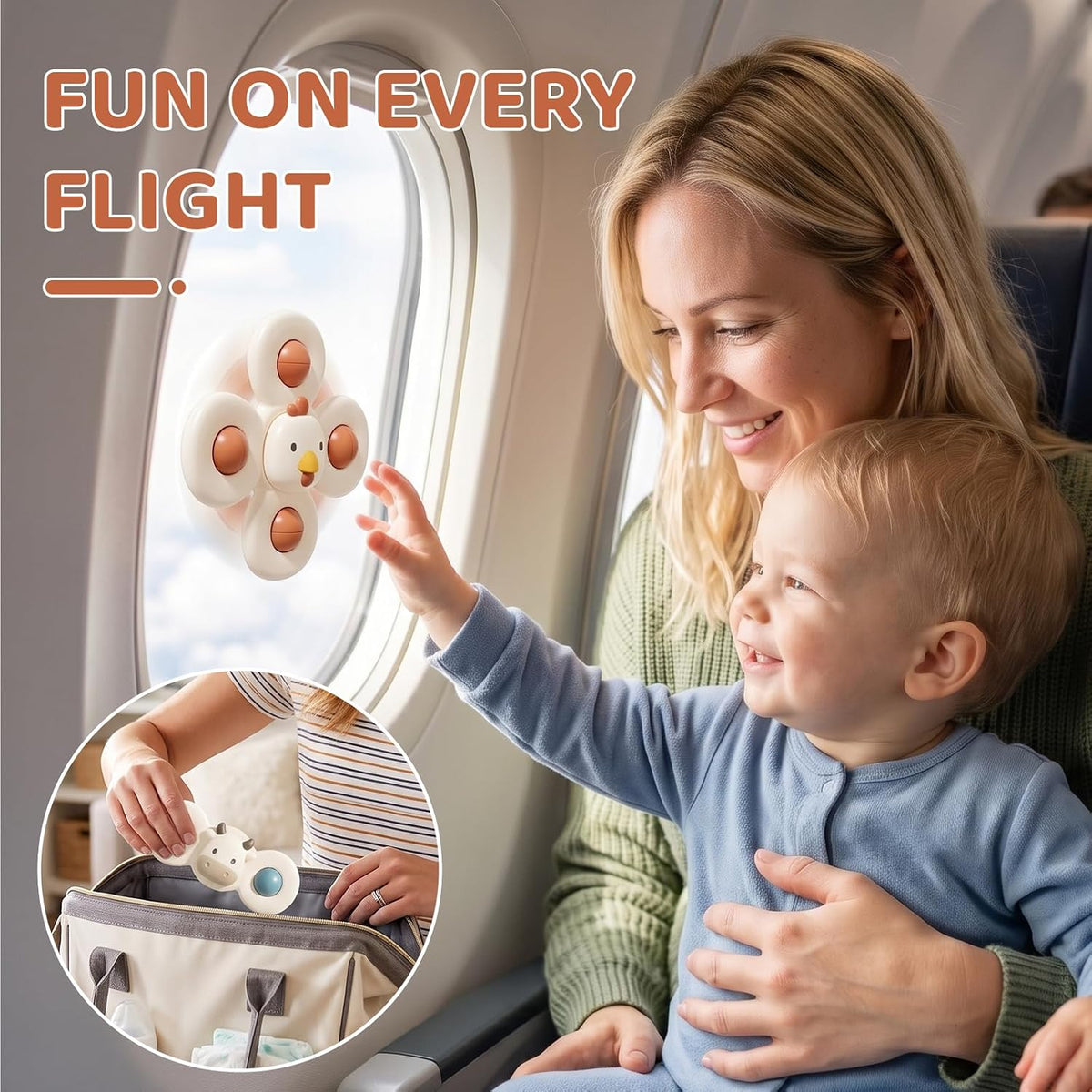 ALASOU Juguetes de viaje en avión con ventosa giratoria para niño d...