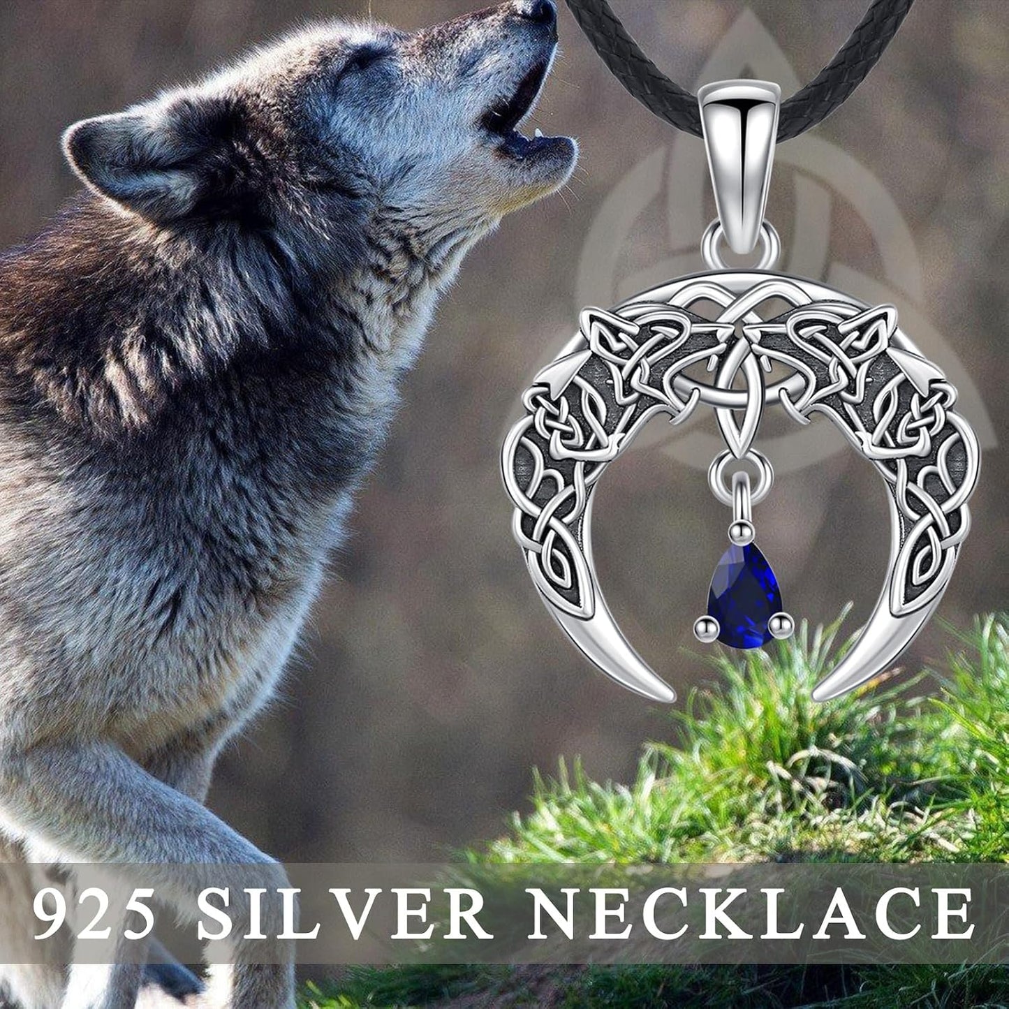 SOESON Collar Vintage para Hombre Plata de Ley 925 Animal Vikingo N...