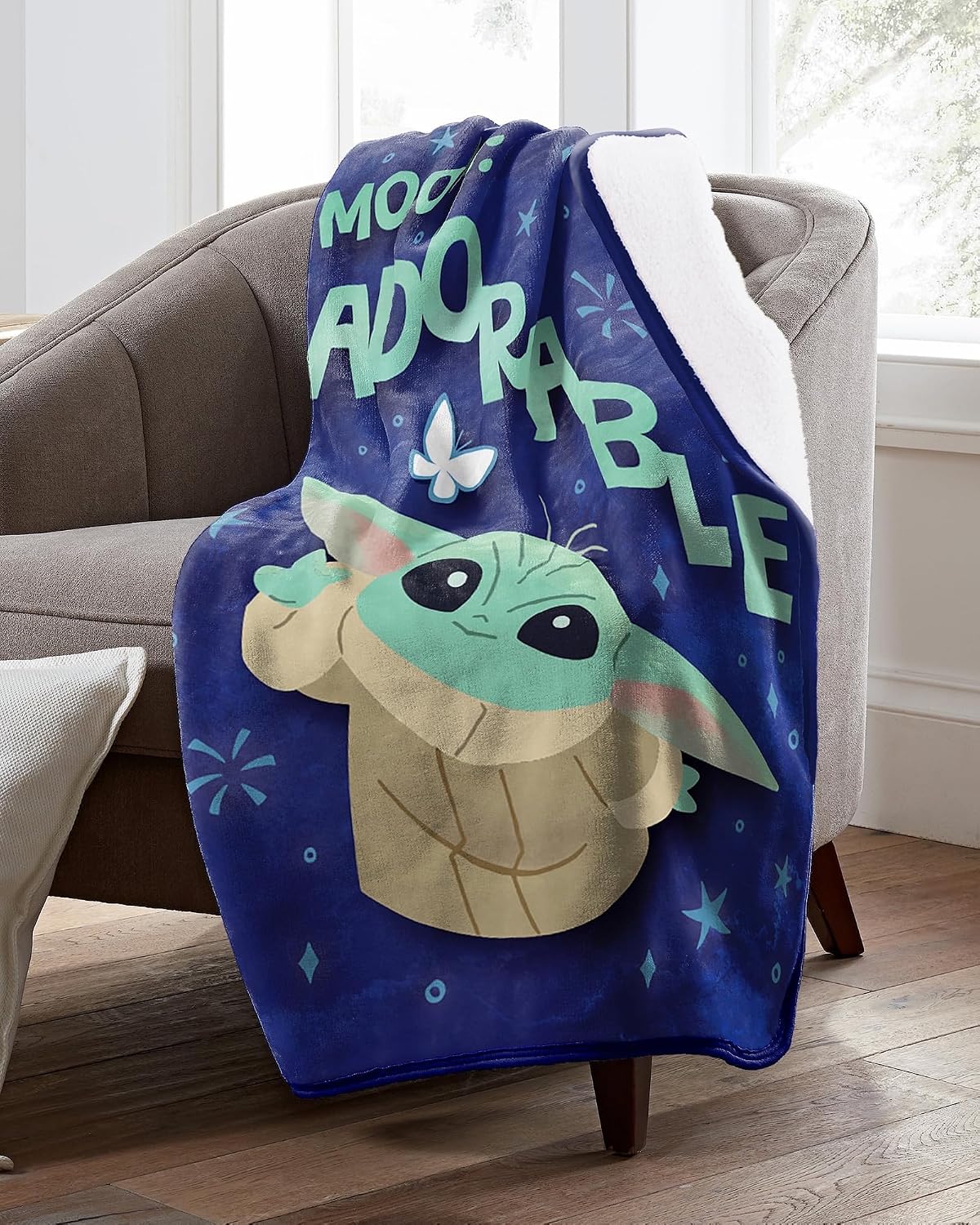 Disney Star Wars The Mandalorian Adorable manta de seda con forro p...