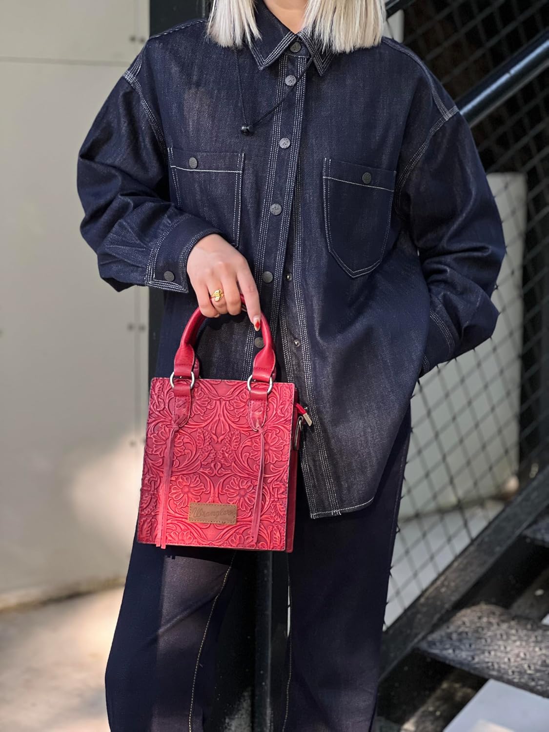 Wrangler Bolso Cruzado en Relieve para Mujer con Asa Superior, Bols...
