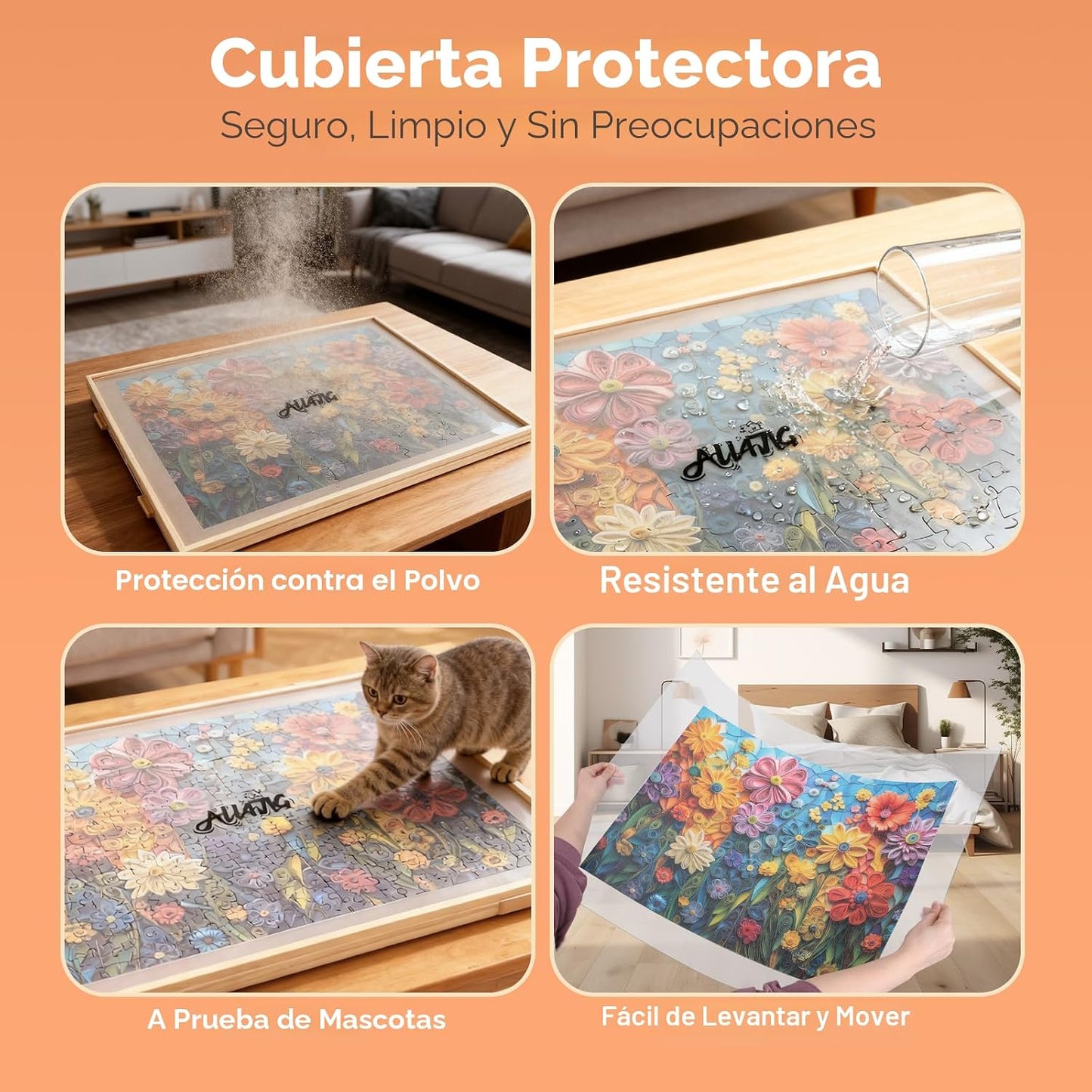 ALL4JIG Tablero de rompecabezas giratorio de 1000 piezas con 4 cajo...