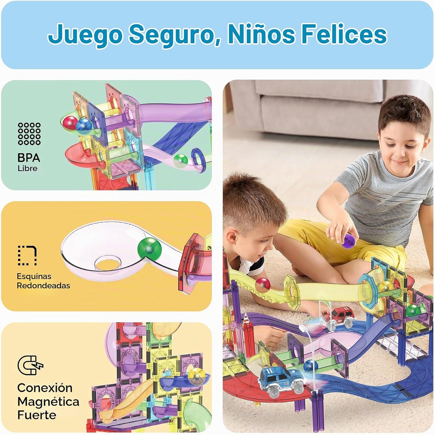 PicassoTiles Juego de 121 azulejos magnéticos de pista de carreras...