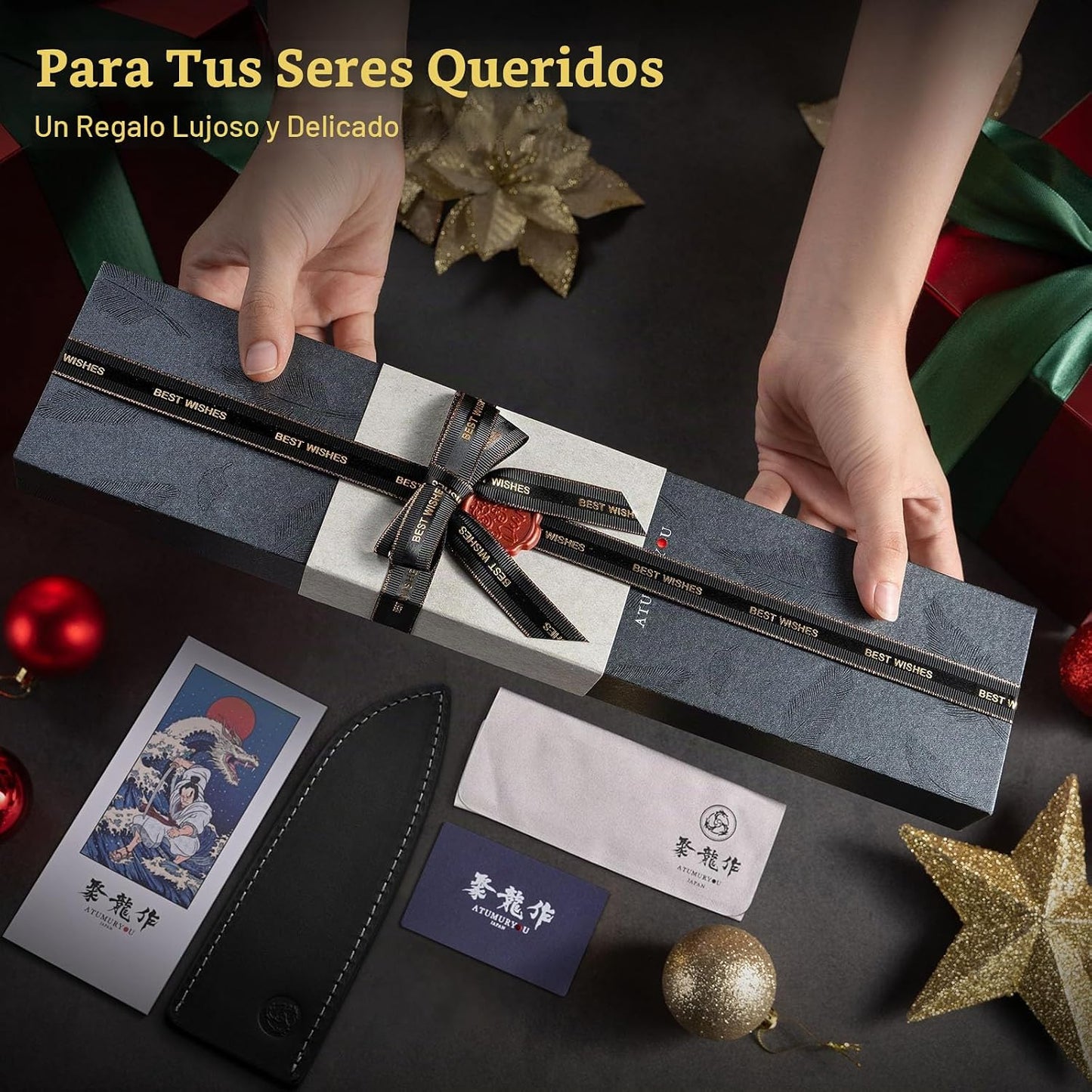 Cuchillo japonés Santoku de 7 pulgadas, núcleo de acero de Damasco...