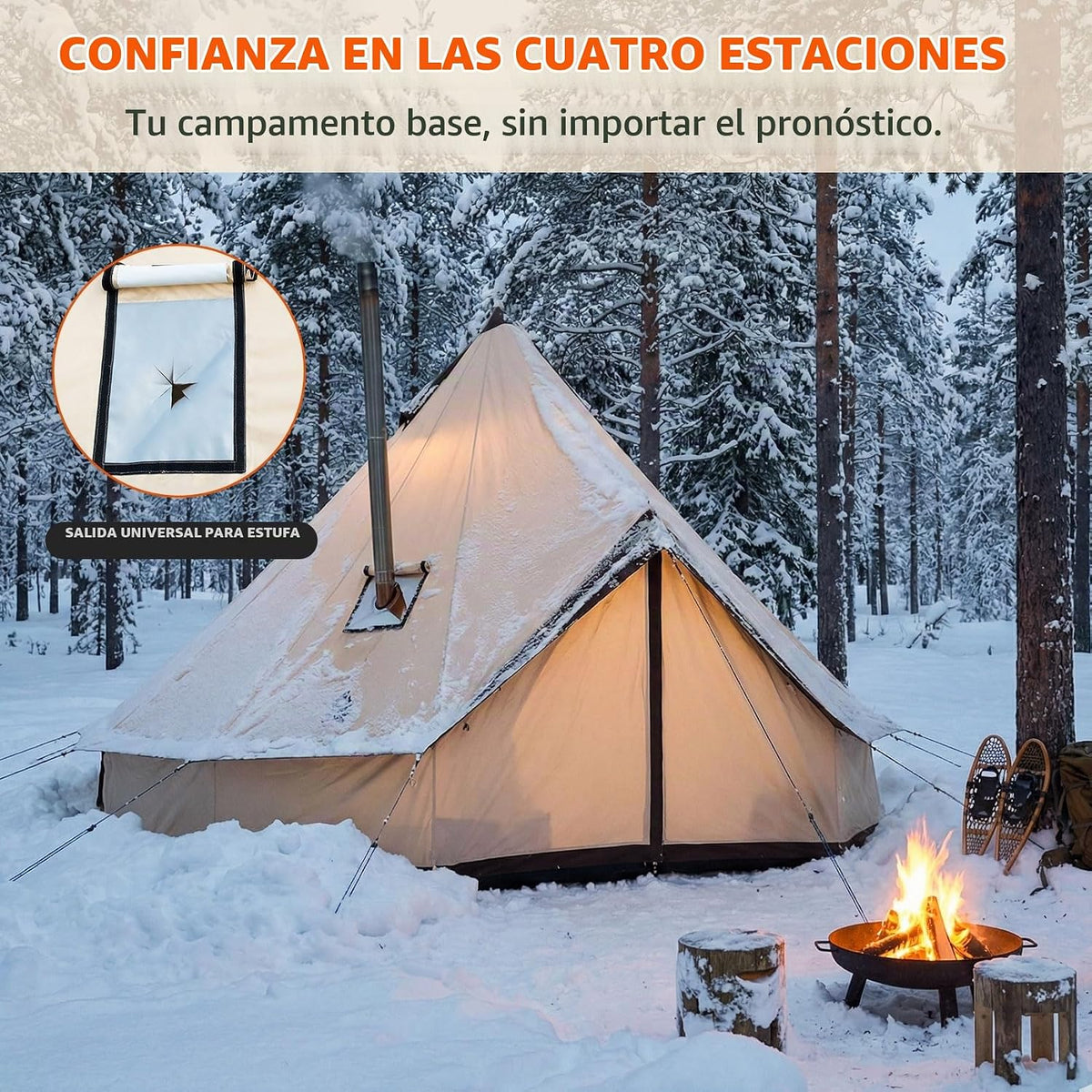 Oxford Bell - Tienda de campaña para yurtas con gato de estufa, yur...