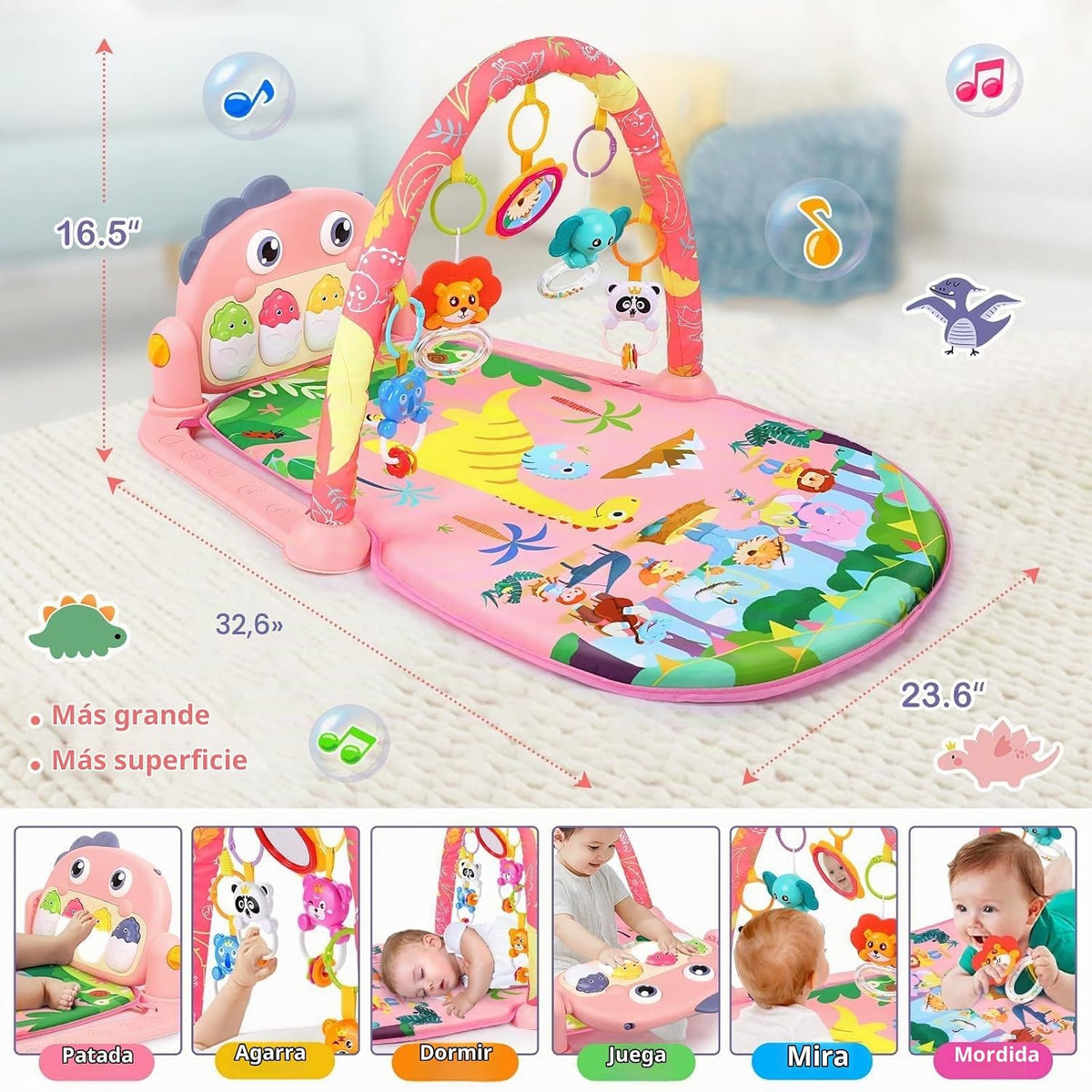 UMIKU Tapete de juego para bebés, centro de actividades para gimnas...