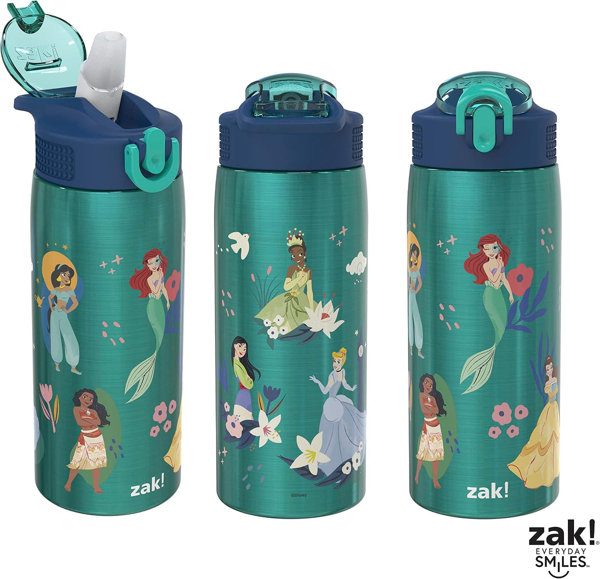 Zak Designs Disney Princess - Botella de agua para viajes y uso en...