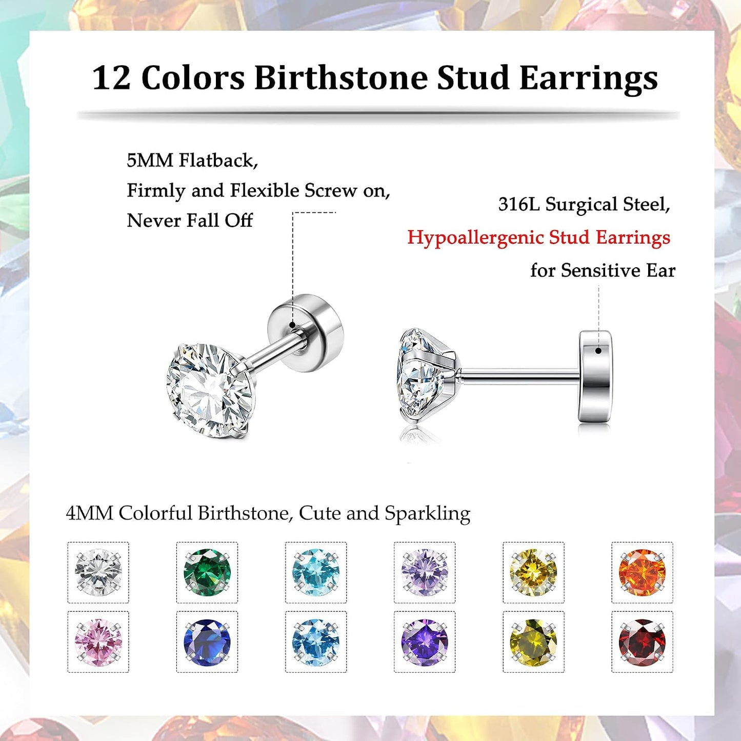 Fansilver Pendientes hipoalergénicos de 0.71 oz con parte trasera p...
