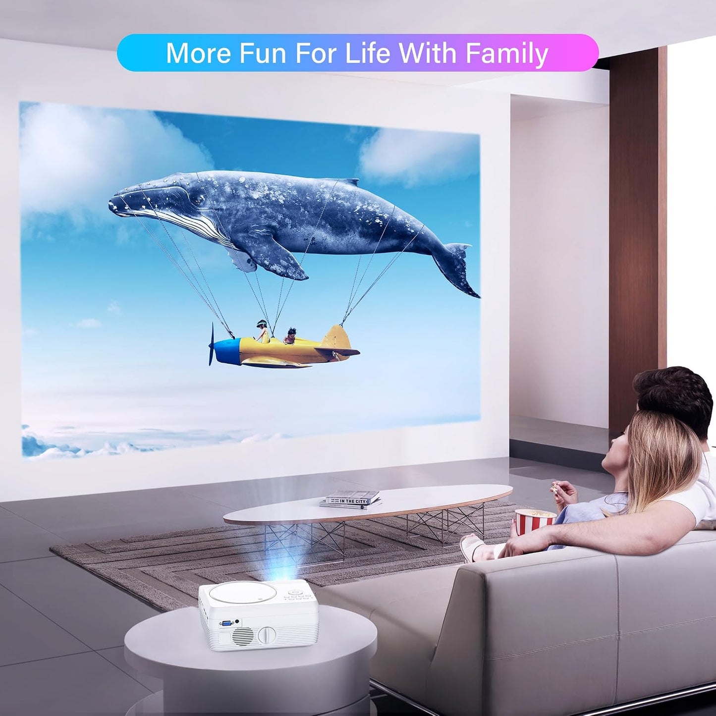 Proyector Bluetooth Full HD WiFi Reproductor de DVD integrado, 1200...