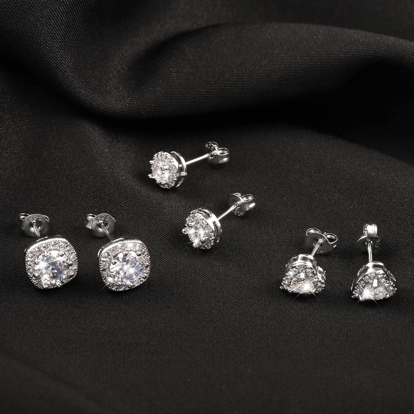 ALEXCRAFT Aretes de tuerca de plata de ley para mujeres y niñas, ci...