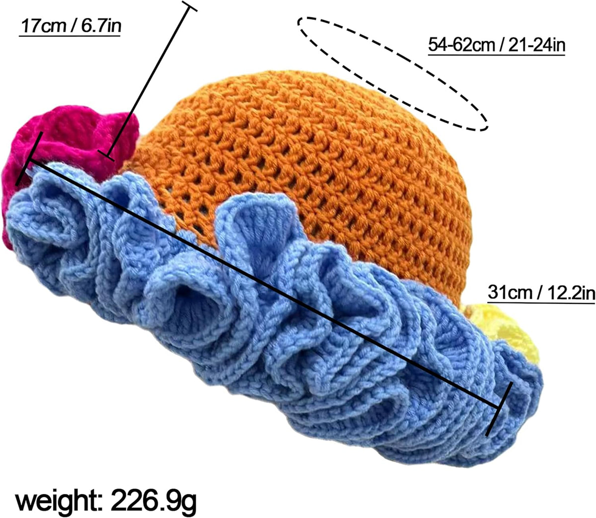 Hshsclth Gorro de ganchillo hecho a mano para mujer con diseño bohe...