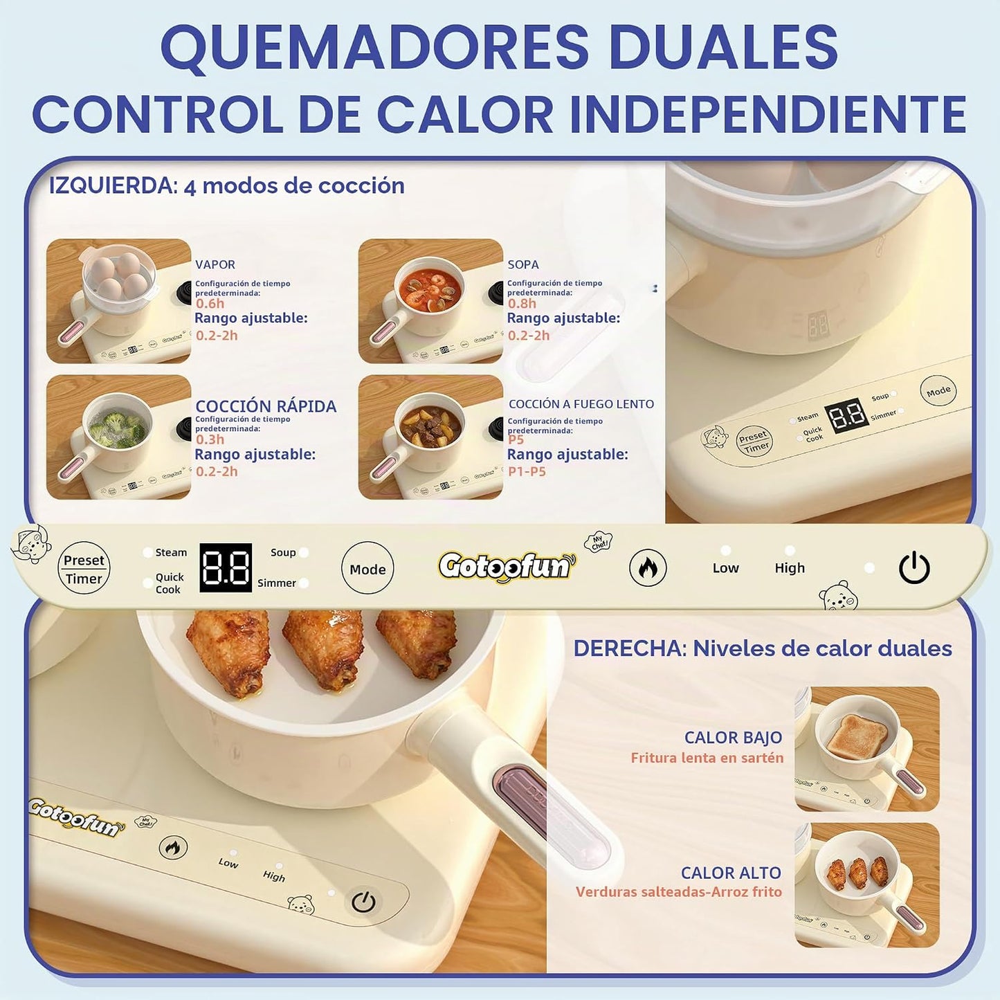 Gotoofun Juegos de cocina para niños, estufa dual eléctrica real Mo...