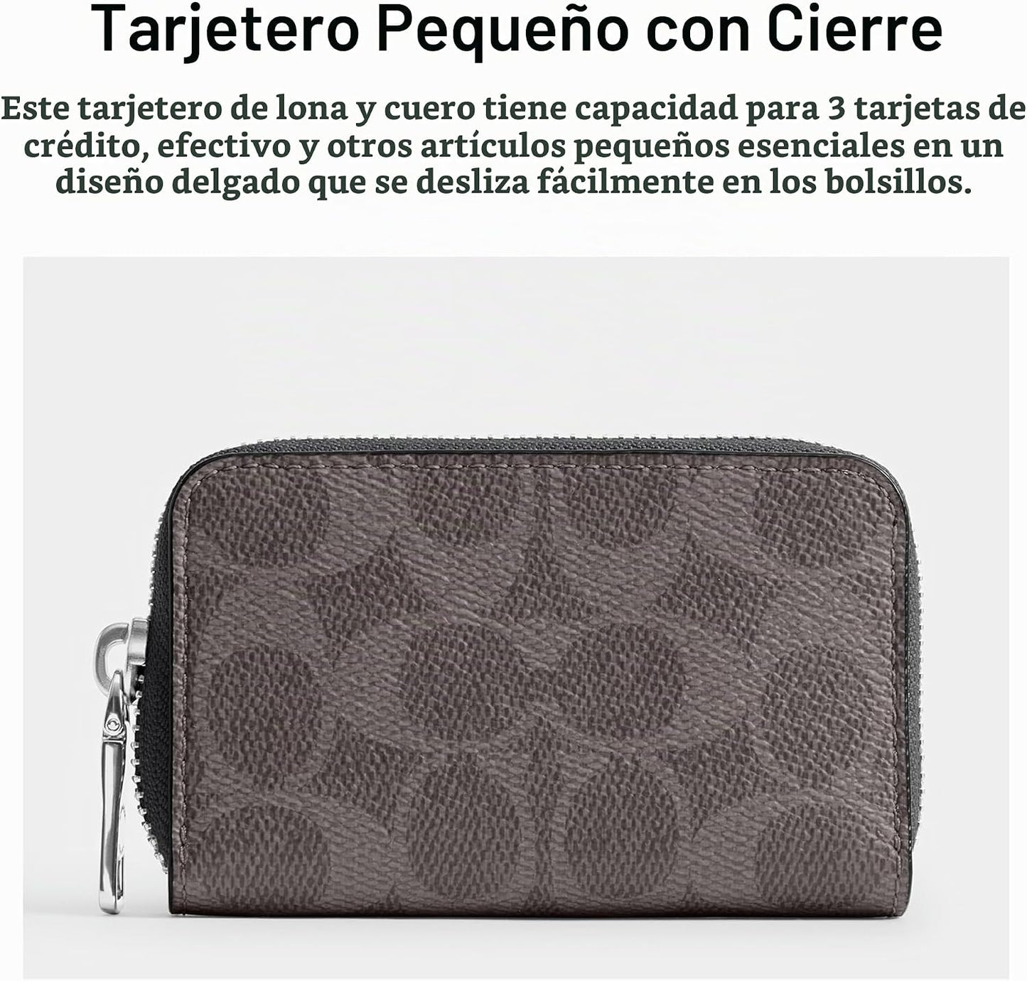 Tarjetero COACH pequeño con cremallera alrededor en Signature