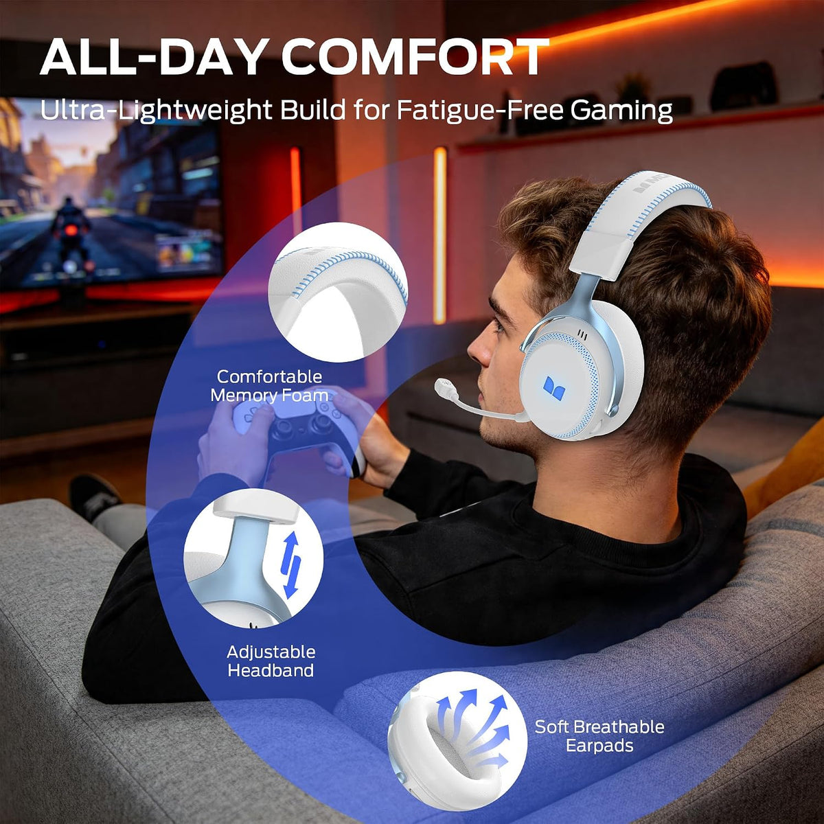 Monster Mission 350 Auriculares inalámbricos para juegos para PC, P...