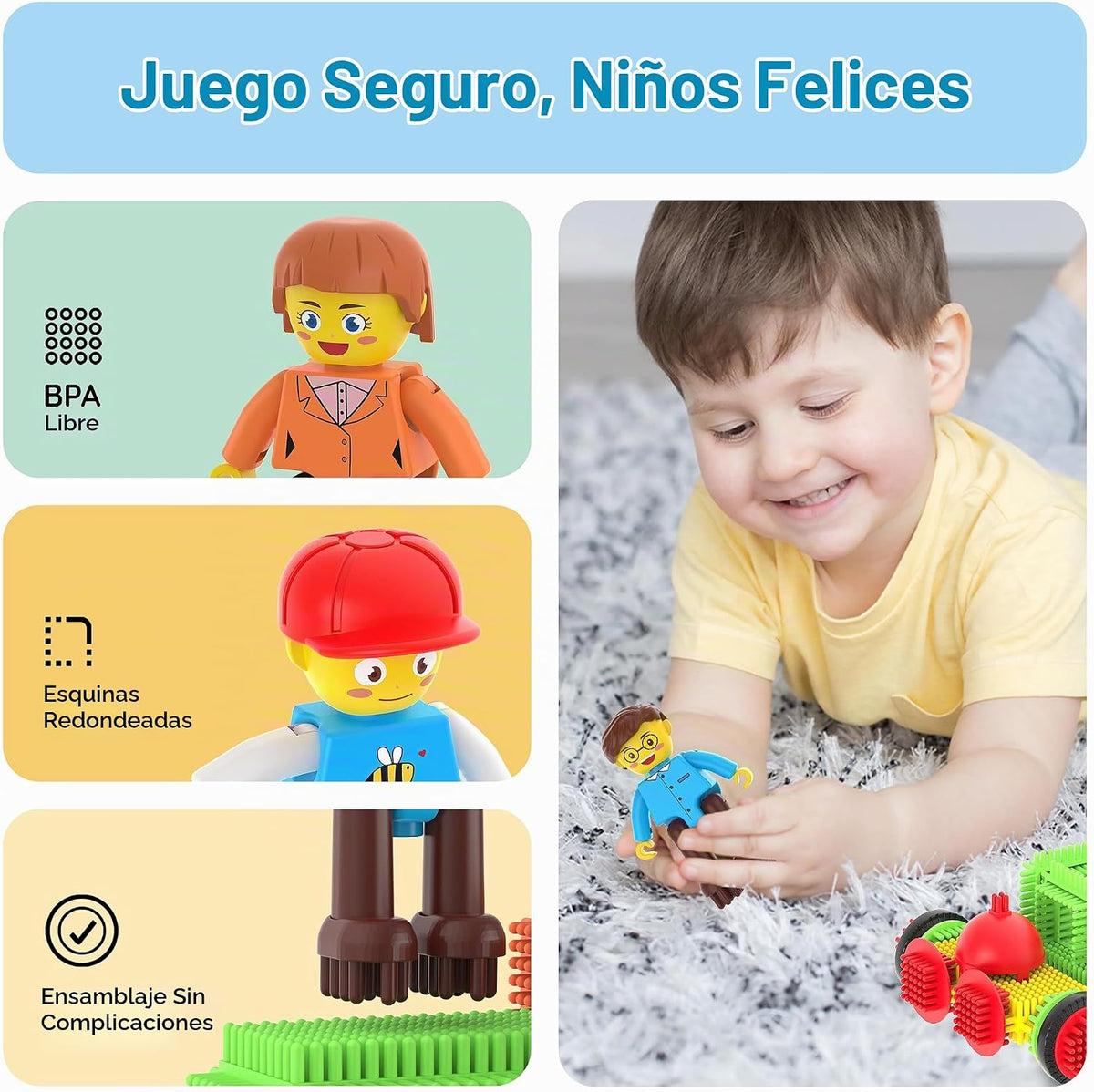 Picasso Toys Bloques de Erizo 4 Figuras de Personajes de Acción Fam...