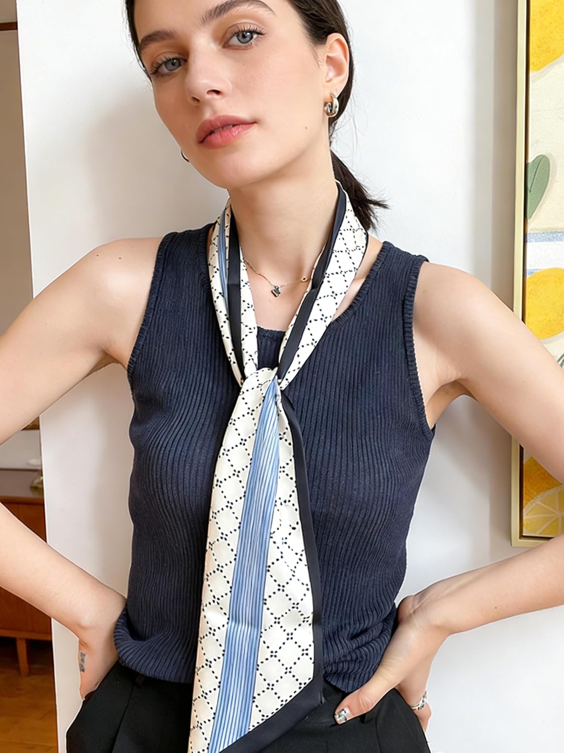 Clysoru Bufanda de satén para el cuello para mujer, bufandas para e...