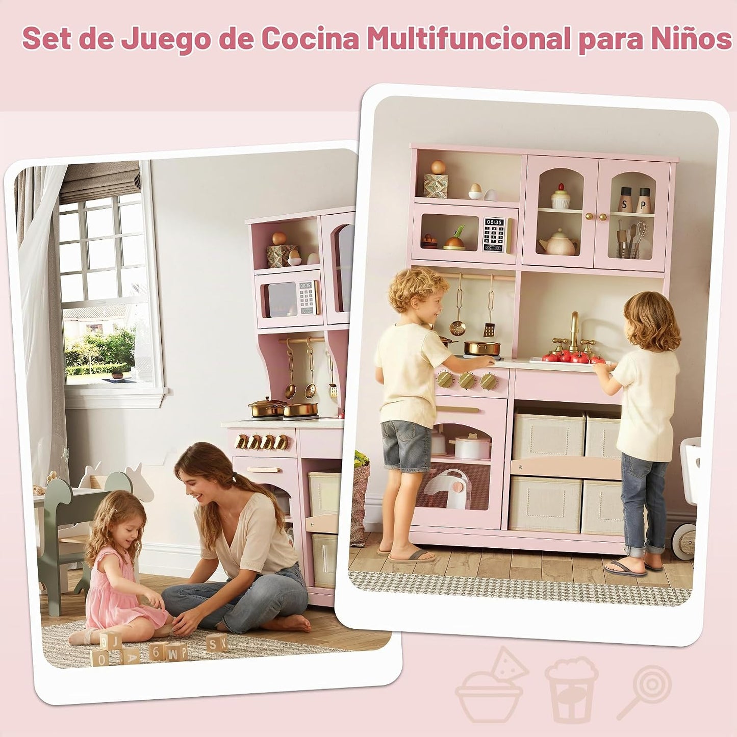 knoworld Cocina de Juguete para Niños, Juego de Cocina de Madera co...