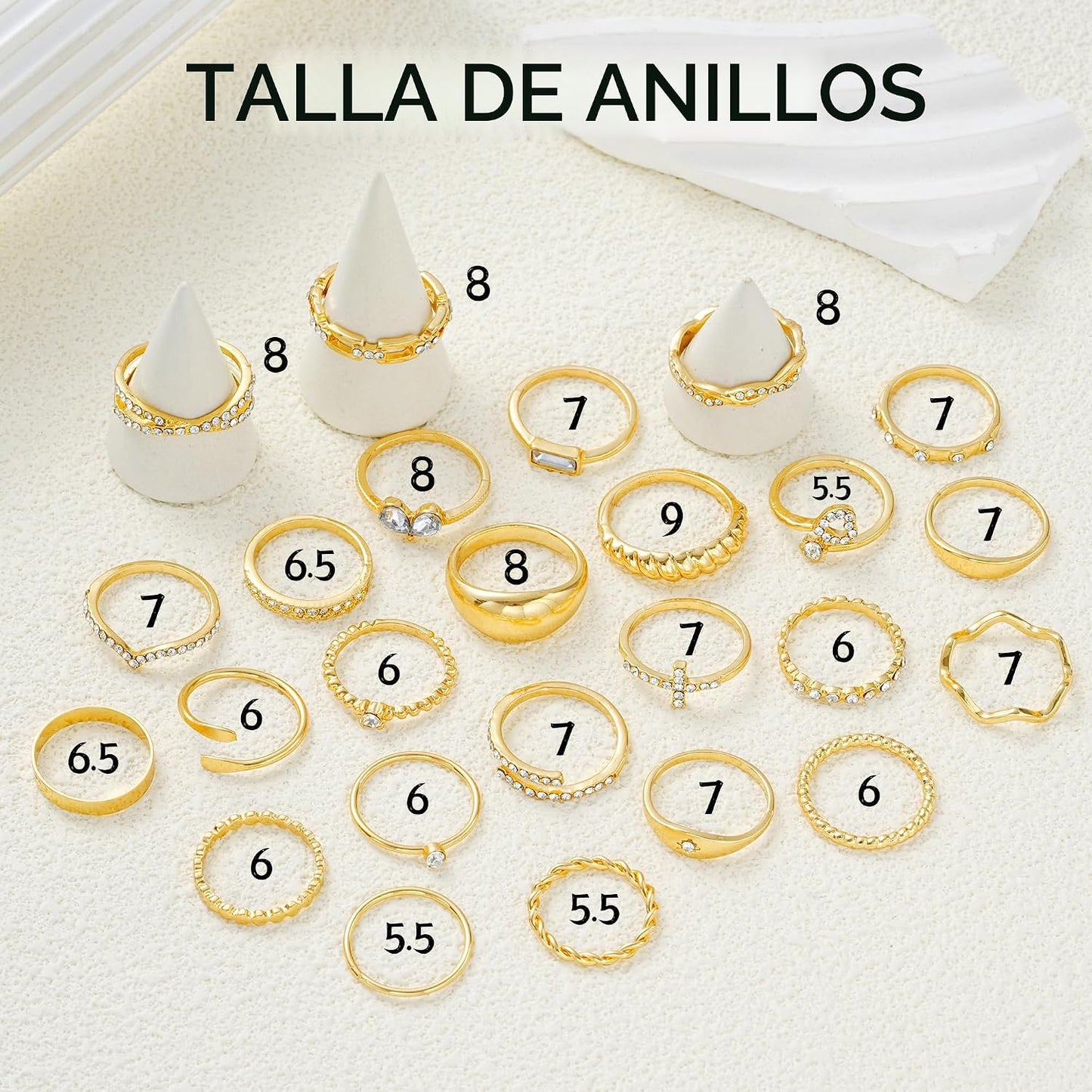 FAXHION Juego de 25 anillos apilables de oro para mujer, anillo de...