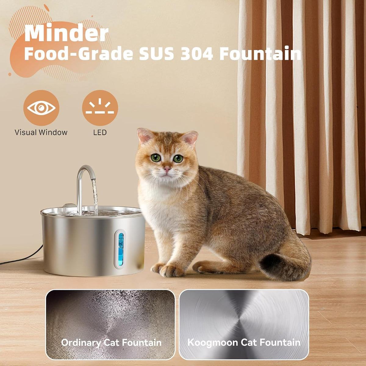 Fuente de agua para gatos de acero inoxidable: Fuente para gatos de...