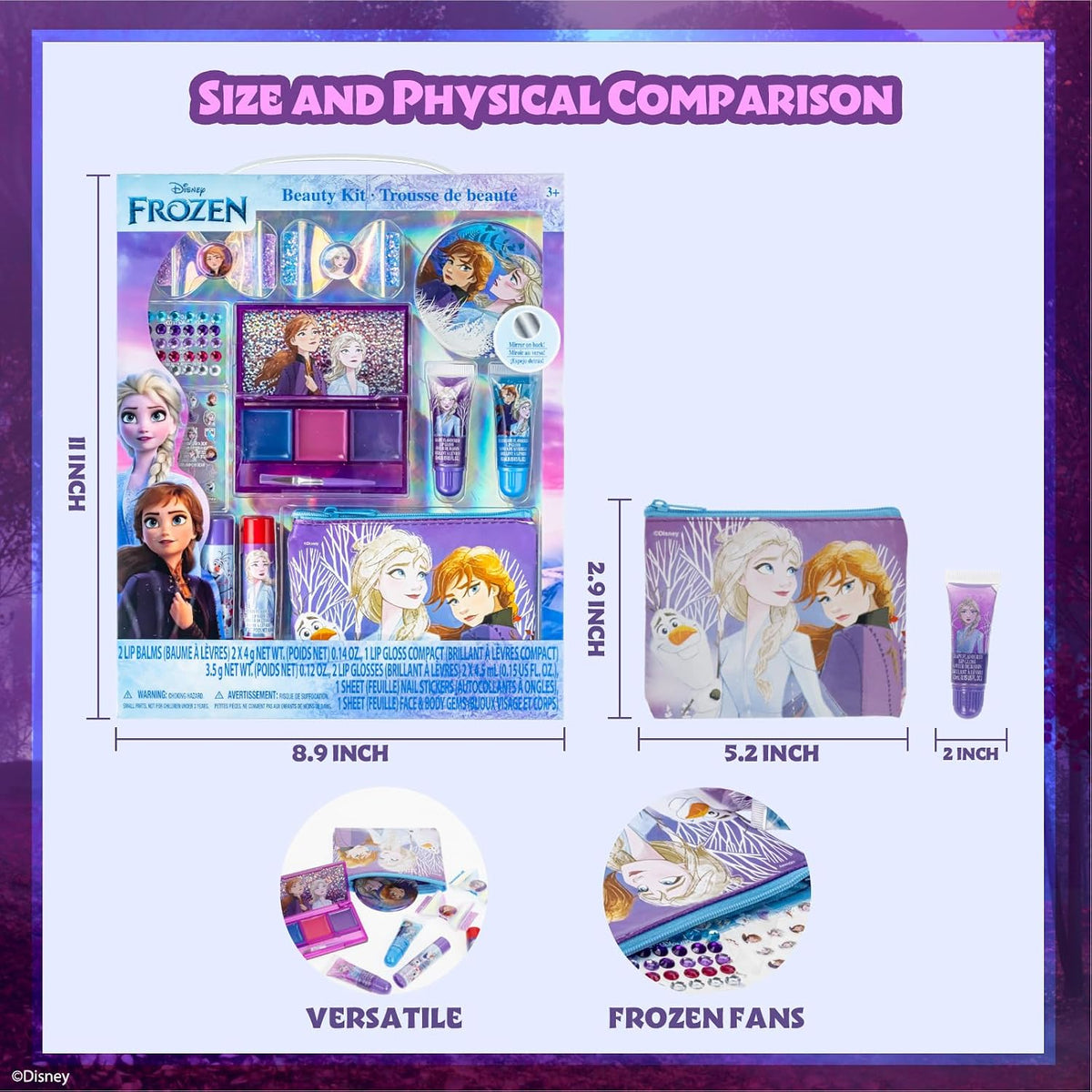 Disney Frozen - Juego de maquillaje con bolso, brillo de labios y a...