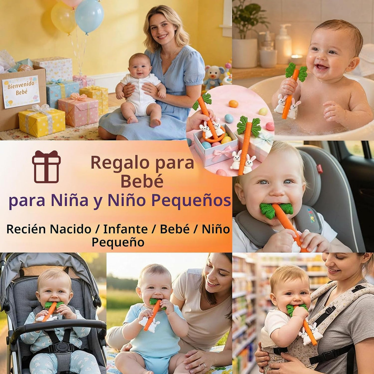 Juguetes de dentición para bebés, tubos de dentición huecos de cone...