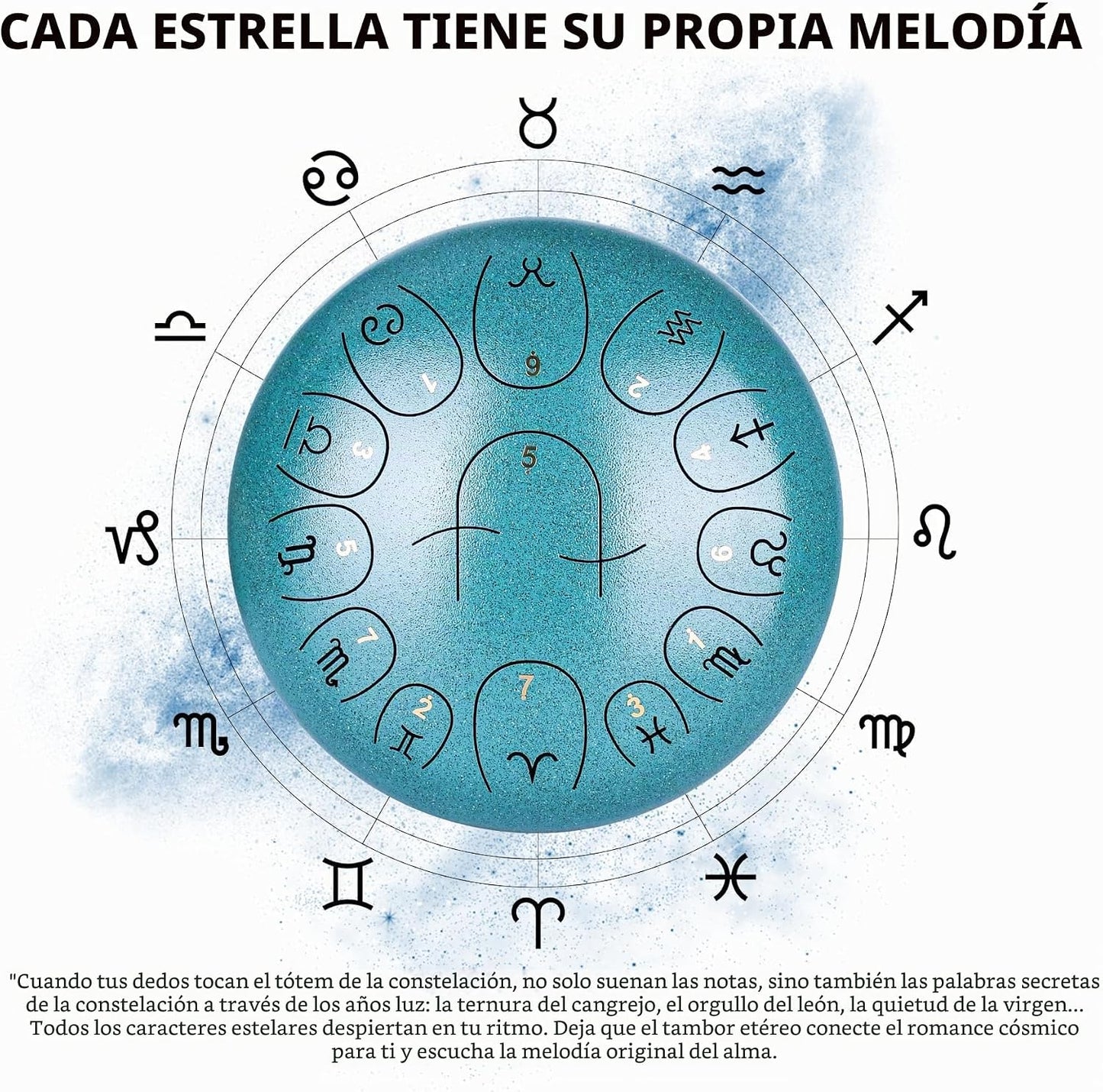 Tambor de Lengua de Acero, 12 Pulgadas 13 Notas Tambor Handpan, Tam...