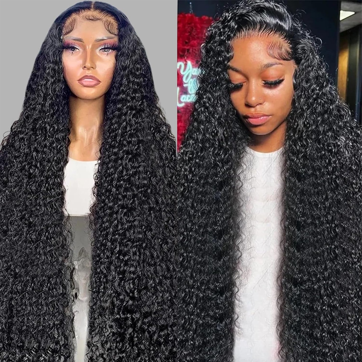 Peluca de cabello humano con malla frontal de 24 pulgadas de onda p...
