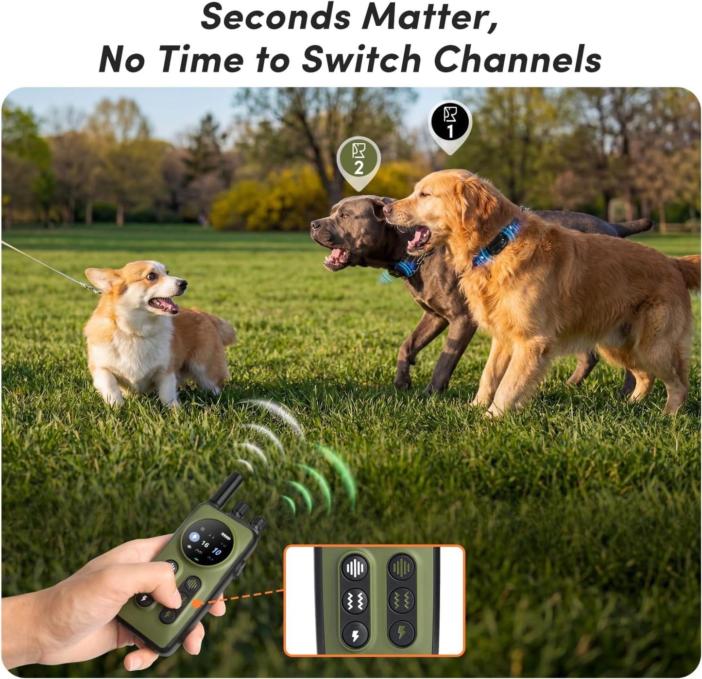 Next Gen - Collar de choque para 2 perros, control doble en tiempo...