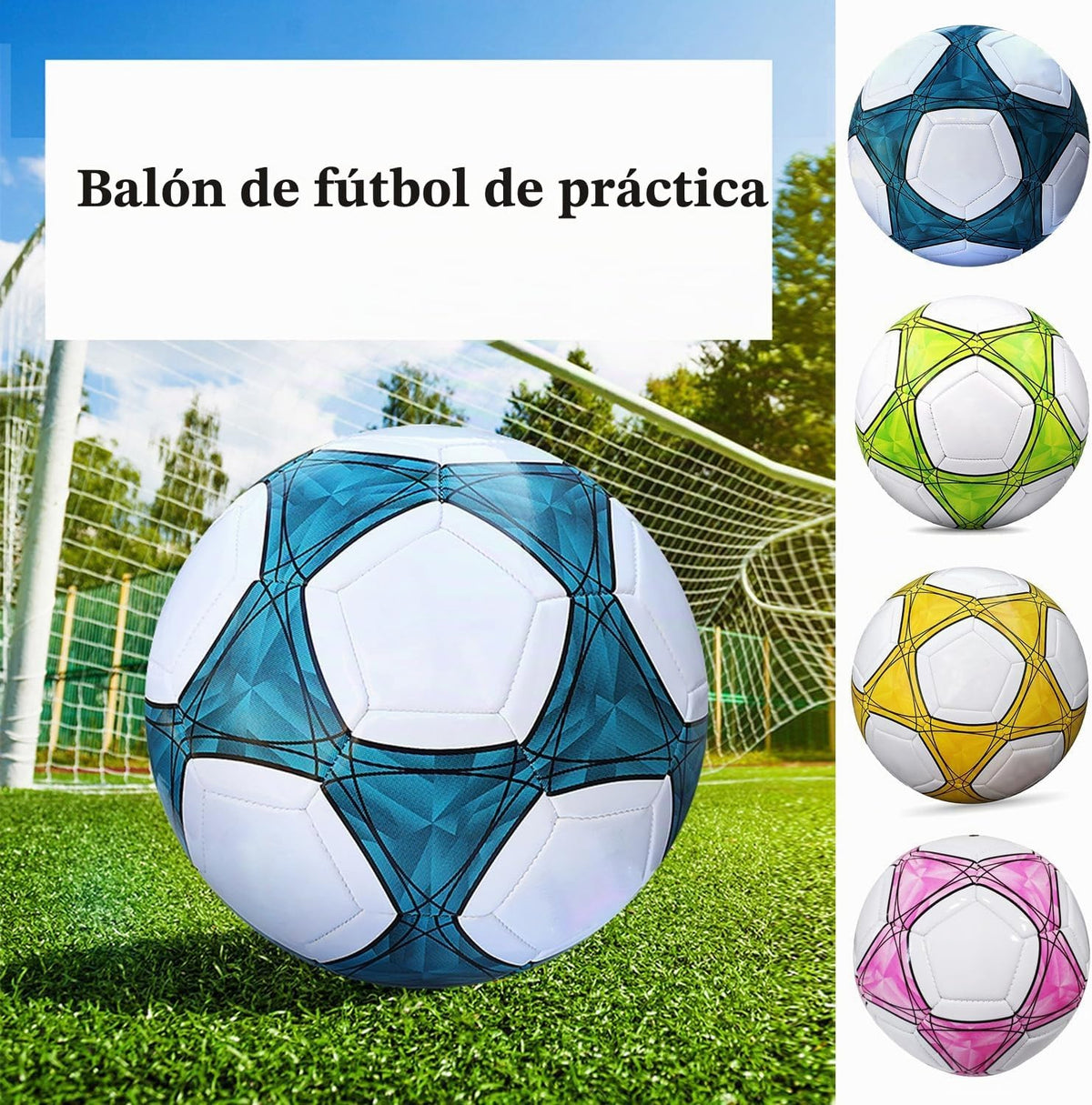 AYANICA Balón de fútbol tamaño 3,4,5 PU suave para práctica de entr...