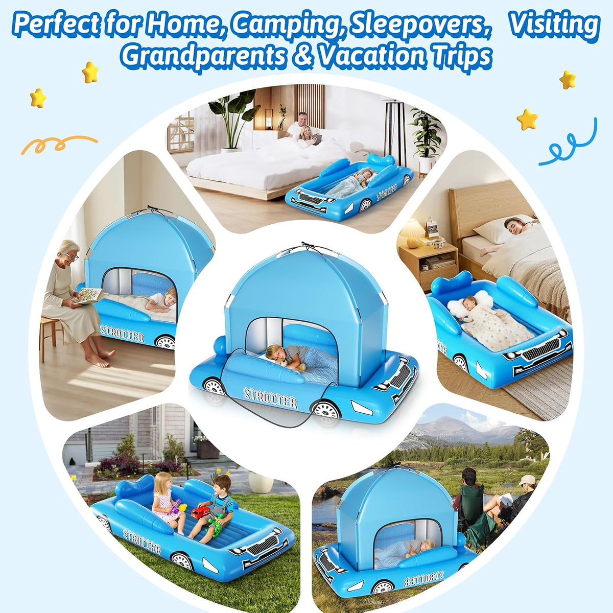 Cama de viaje inflable para niños con tienda de campaña a partir de...