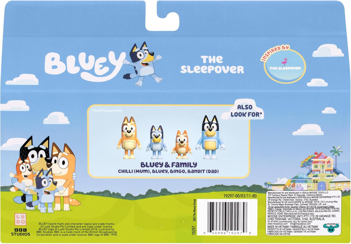 Bluey Paquete de 4 figuras The Sleepover, juguetes con temática de...
