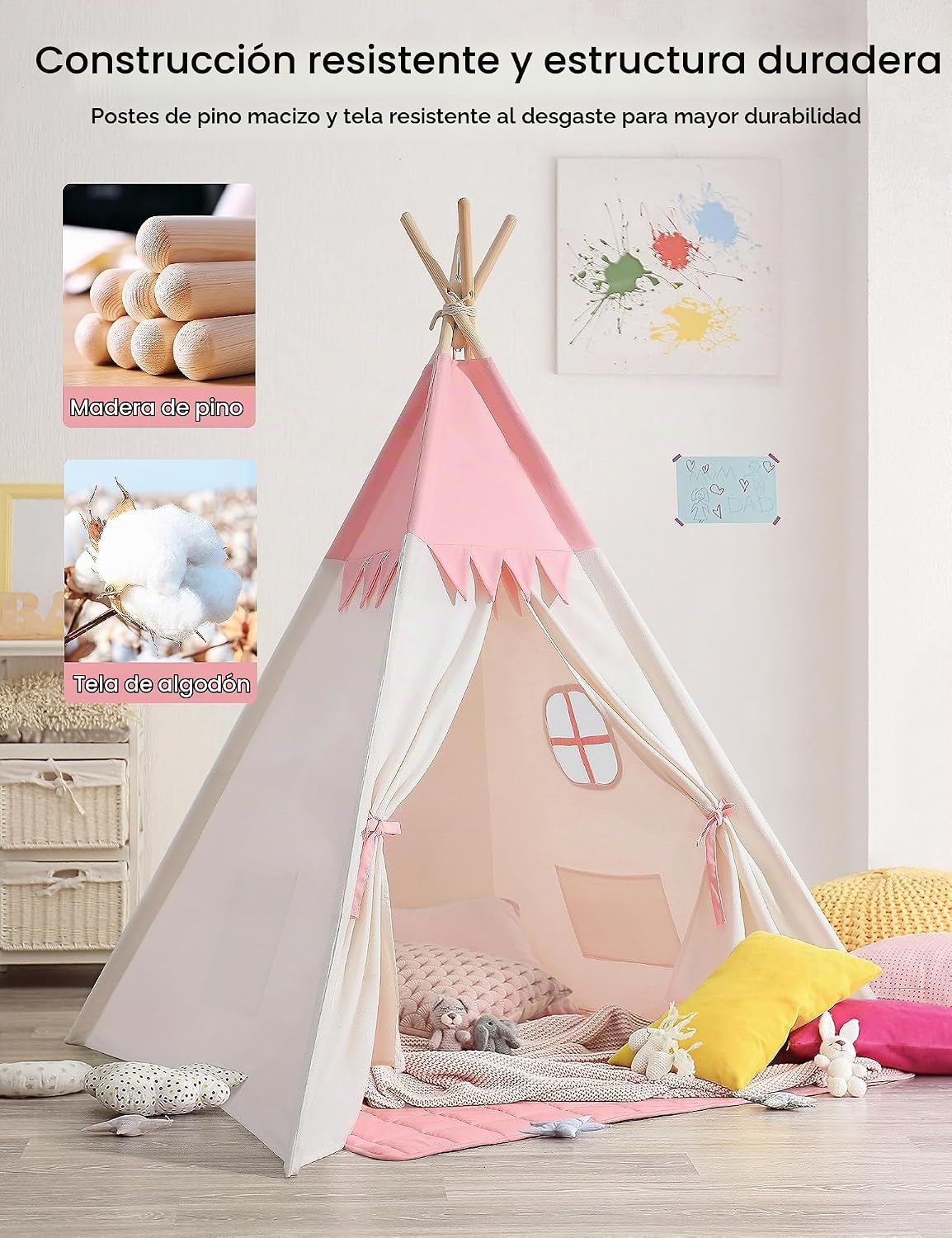 Tienda de campaña tipi para niños en interiores, tienda de campaña...