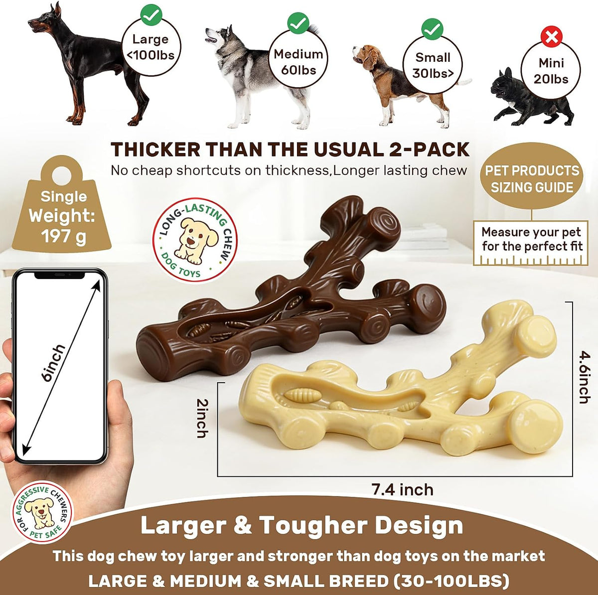 SIHRMIU Paquete de 2 juguetes masticables para perros para masticad...