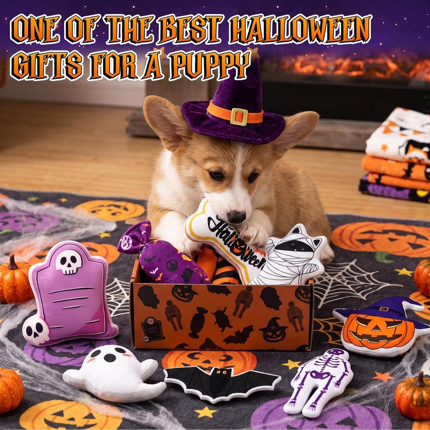 Soulchen 80 piezas de juguetes chirriantes para perros de Halloween...