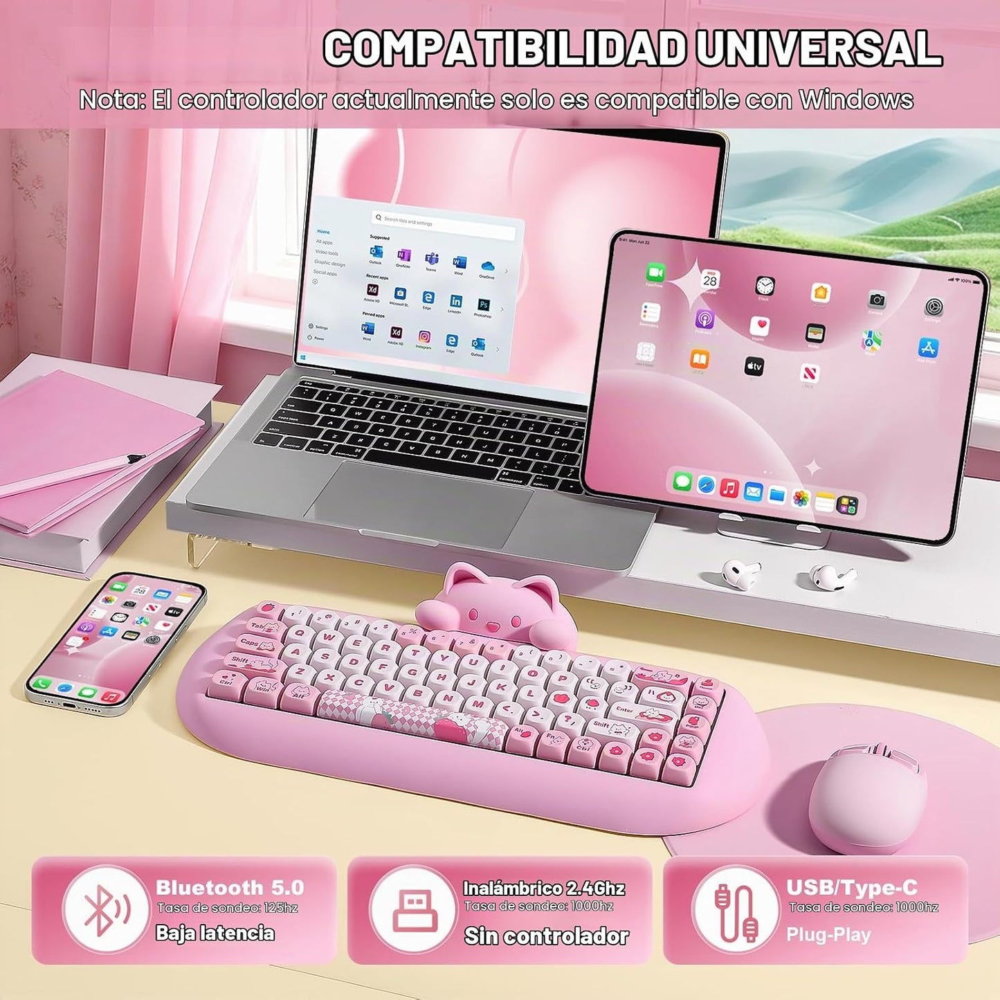 YUNZII C68 Teclado mecánico inalámbrico, diseño de 65%, intercambio...