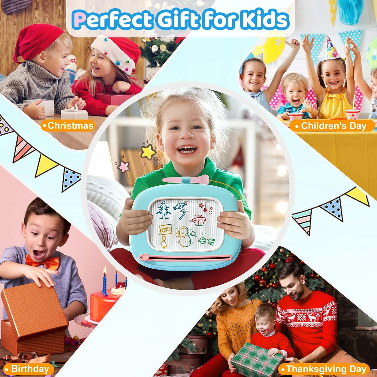 Kikidex - Juguetes para niños de 1 a 3 años, tablero magnético de d...
