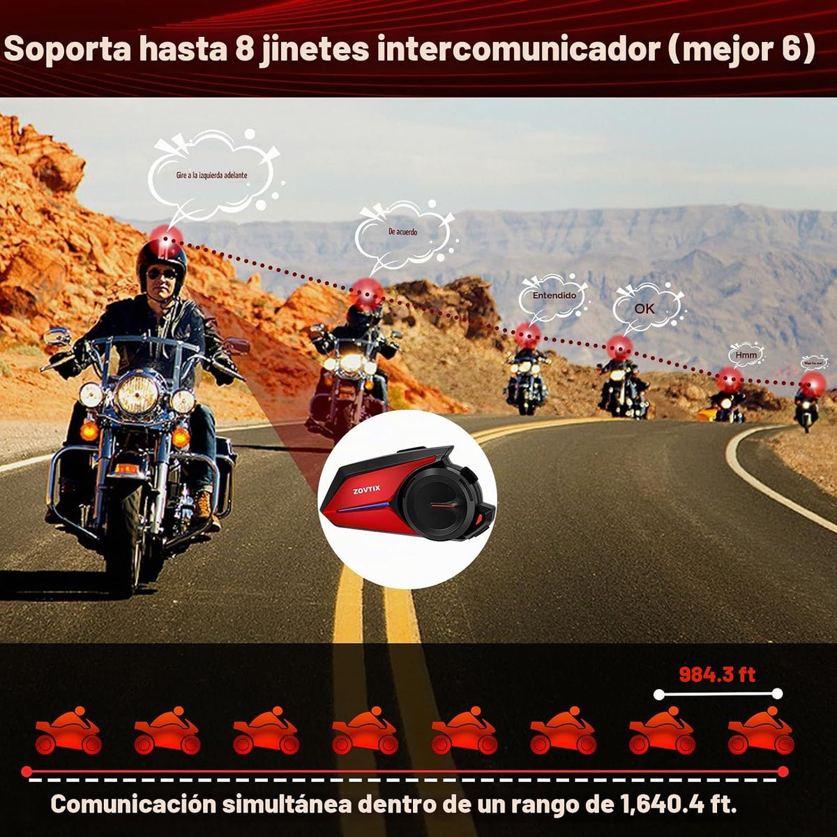 ZOVTIX Auriculares para casco de motocicleta, sistema de comunicaci...