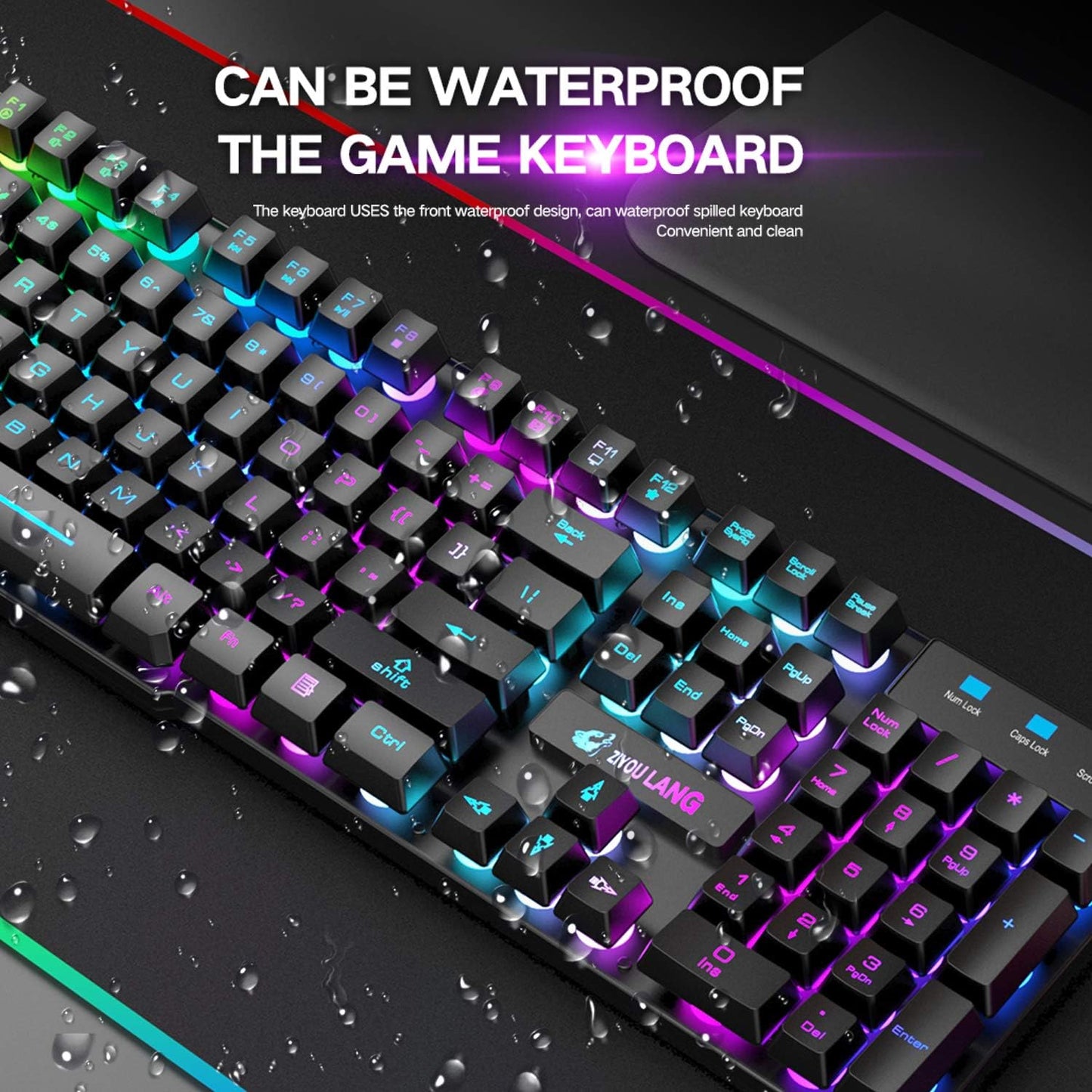 Combo de teclado y mouse inalámbricos para juegos con alfombrilla d...