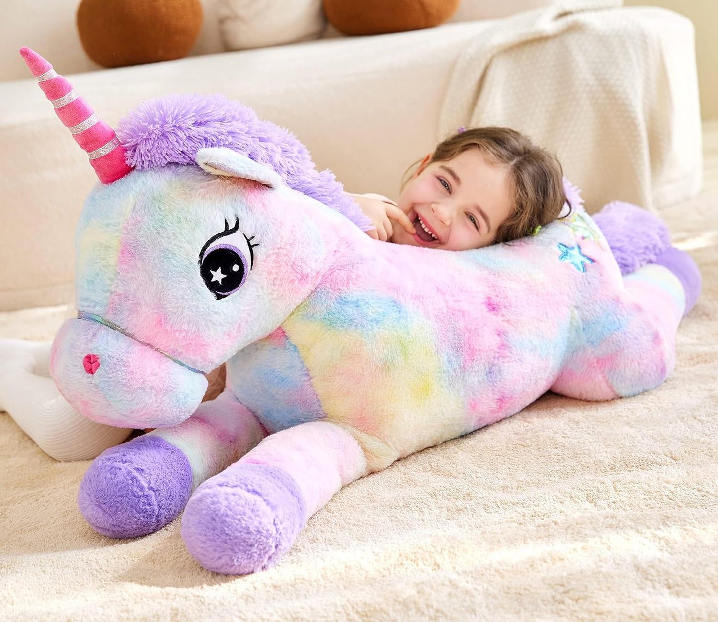 IKASA Juguete de peluche de unicornio gigante, juguetes suaves gran...