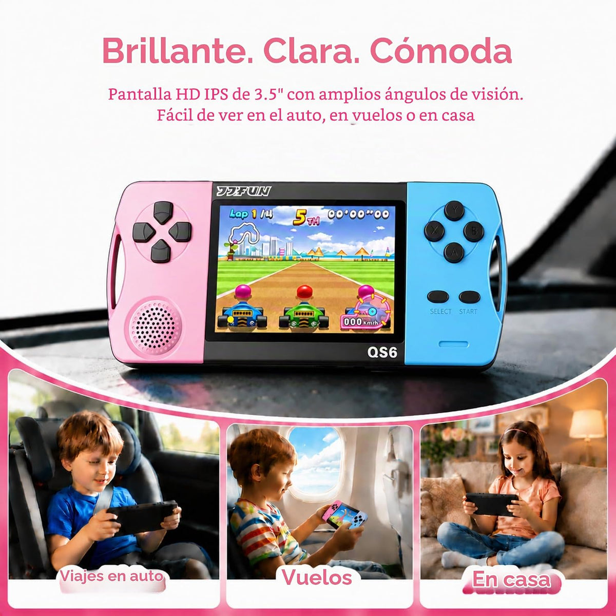 Juegos de mano de 16 bits para niños con pantalla grande IPS de 3.2...