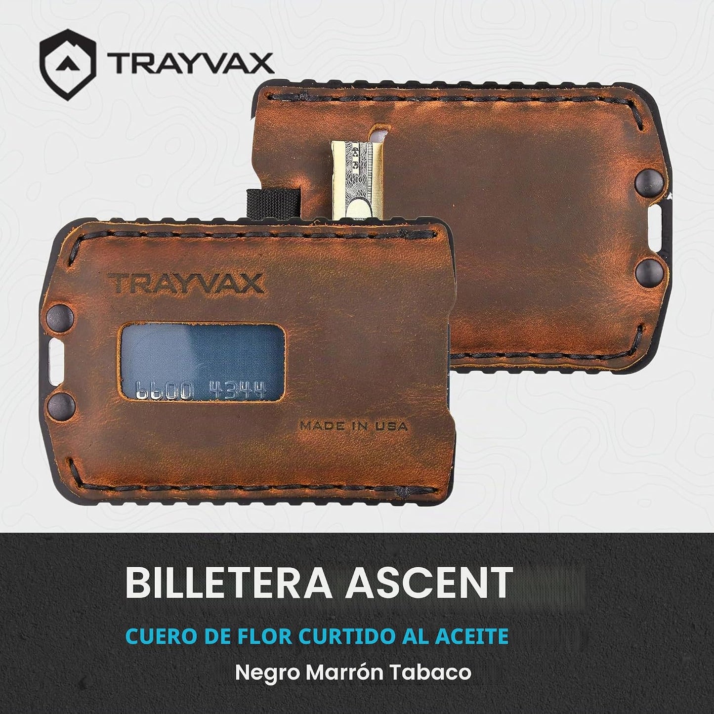 Trayvax Ascent - Cartera con bolsillo frontal RFID para dinero y ta...