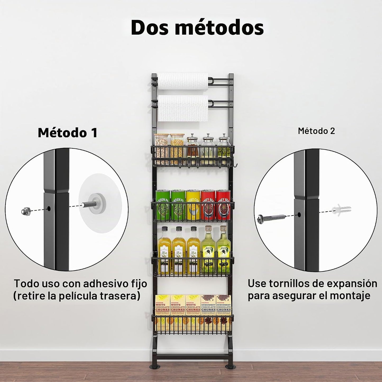 BUKFEN Estante de esquina delgado de 6 niveles, estante de especias...