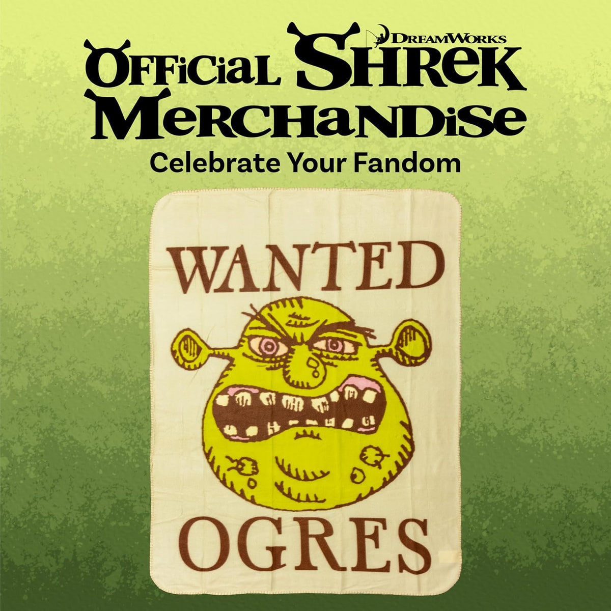 Silver Buffalo Shrek Wanted Ogres Sign - Manta de forro polar de 45...