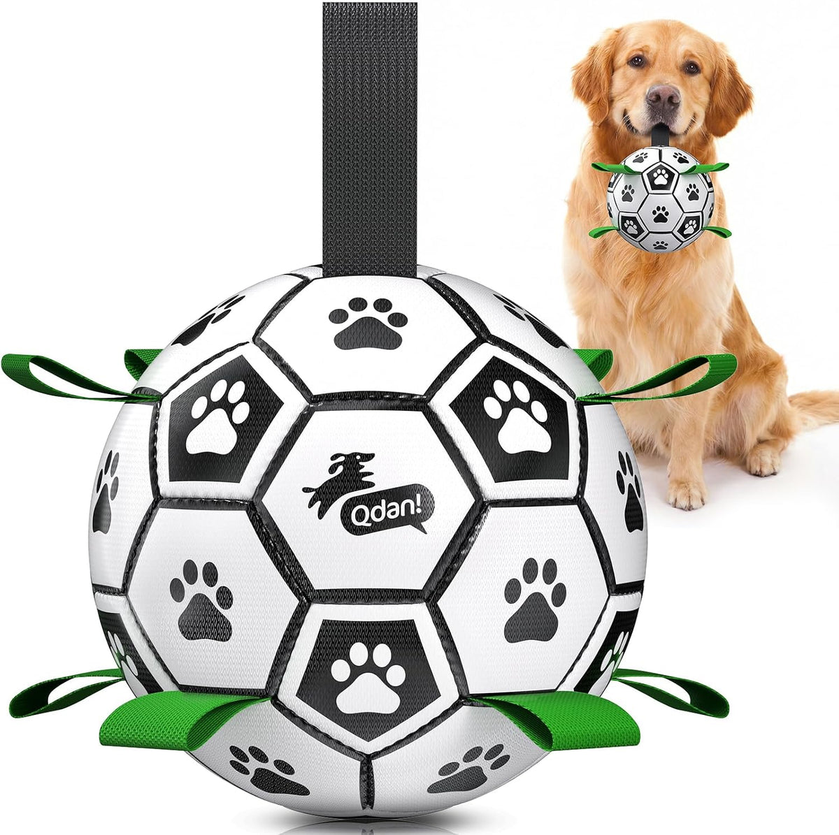 QDAN Juguetes grandes para perros, pelota de fútbol para perros con...