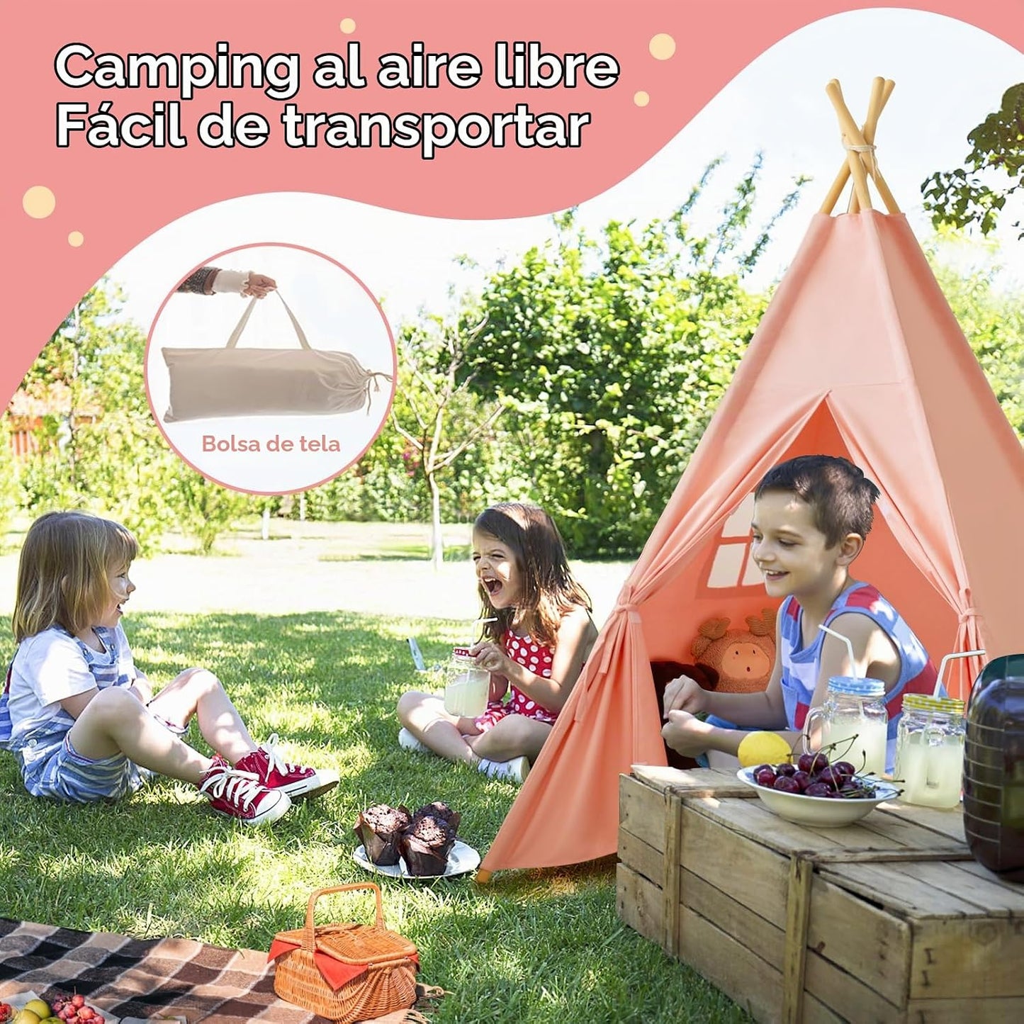 RongFa Tienda de campaña tipi para niños, tienda de campaña portáti...