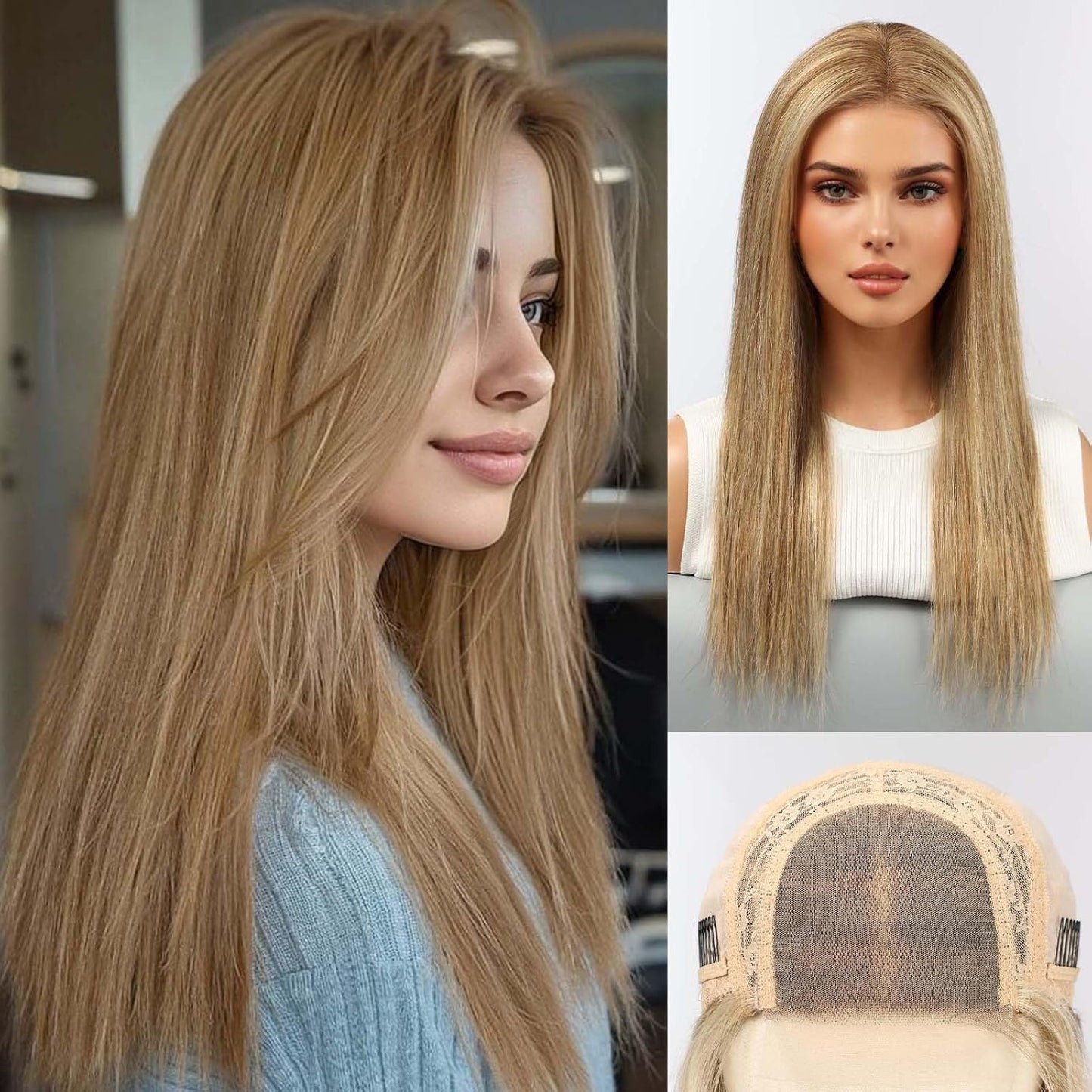 starluck Pelucas de cabello humano con encaje frontal, pelucas de c...