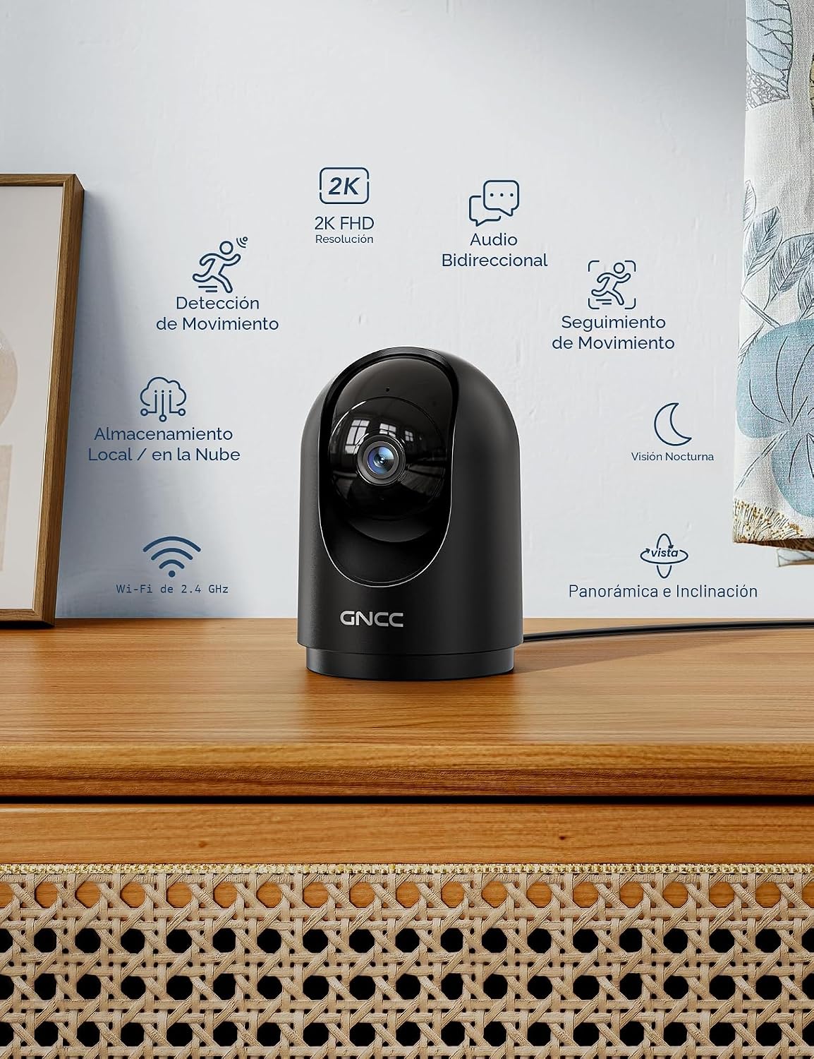 Cámara de seguridad GNCC para interiores, cámaras 2K para seguridad...