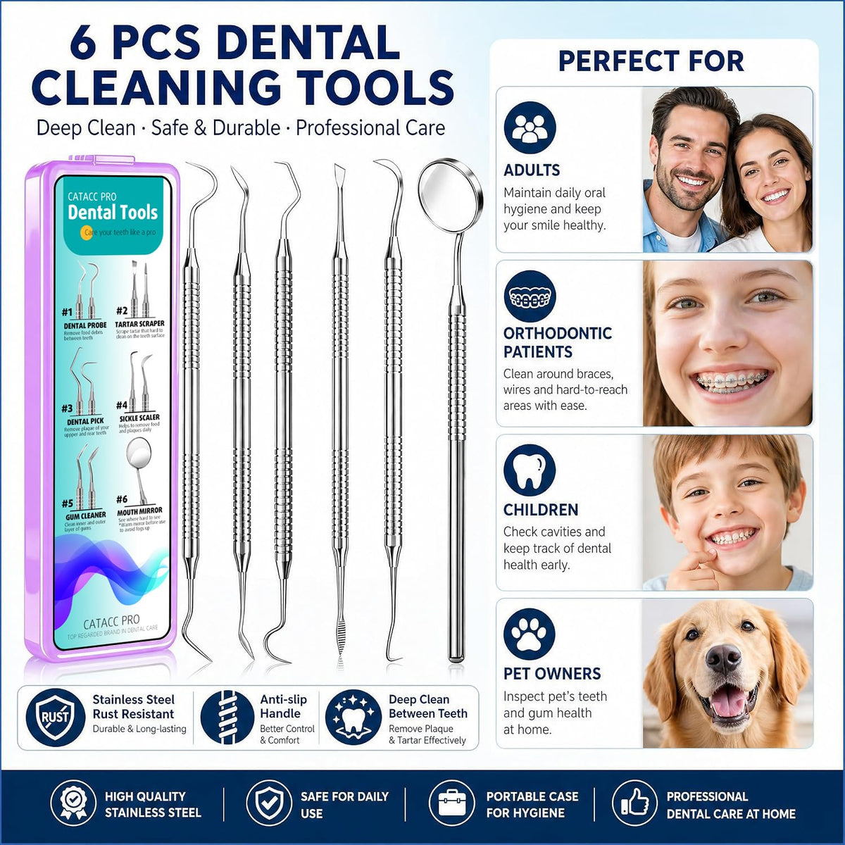 CATACC PRO Herramientas dentales, palillo dental para limpieza de d...