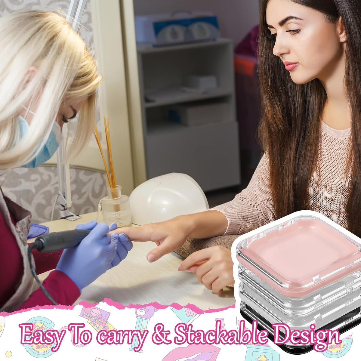 Yuanan 30 cajas de almacenamiento de uñas a presión, 2.95 x 2.95 pu...