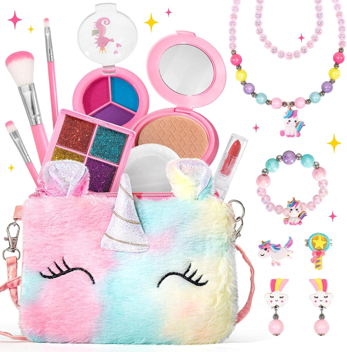 ULOVEME Umicorn - Kit de maquillaje real para niñas pequeñas, jugue...